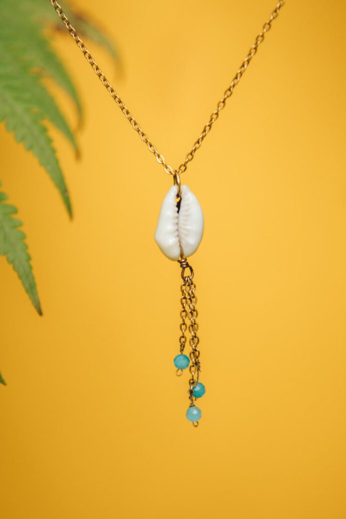 collier coquillage amazonite sautoir