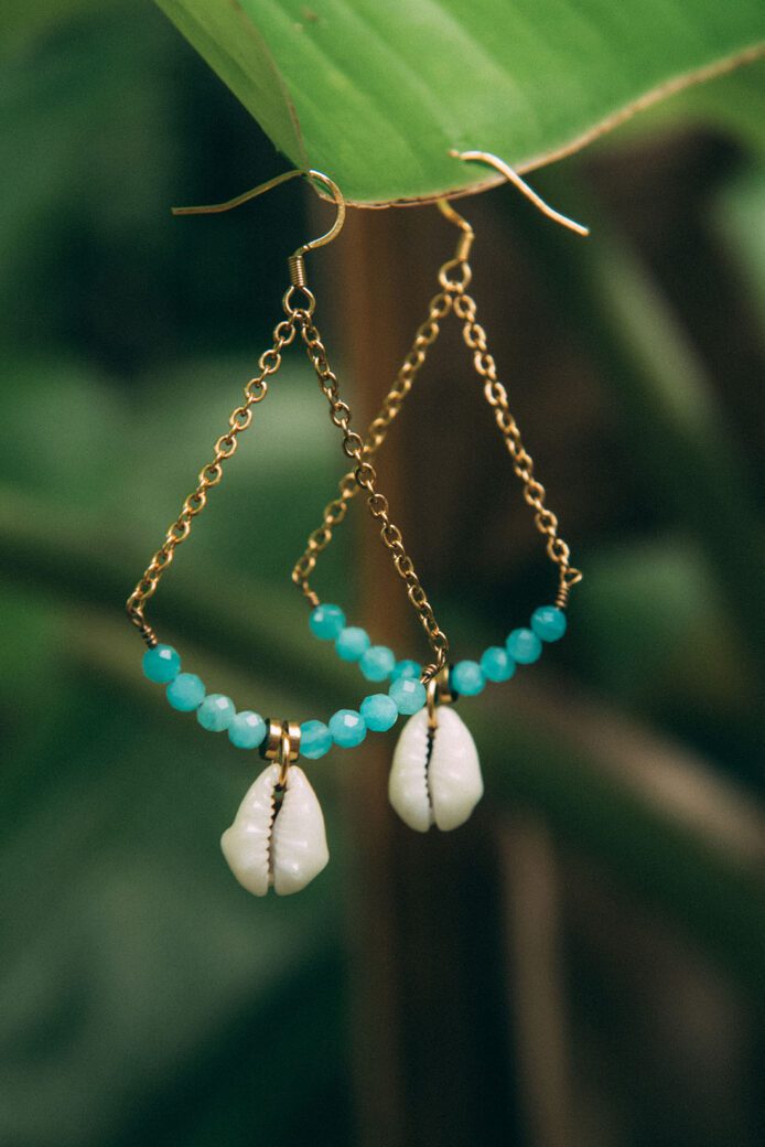 boucles d oreilles amazonite et coquillage