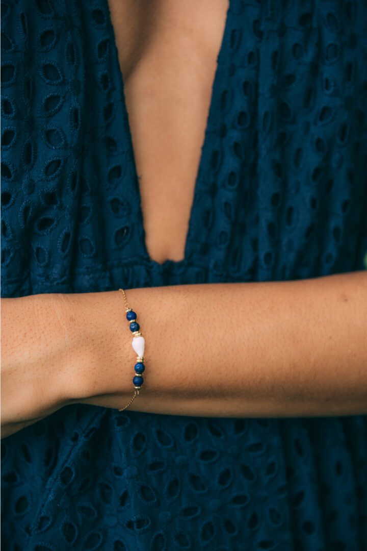 bracelet lapis lazulis coquillage